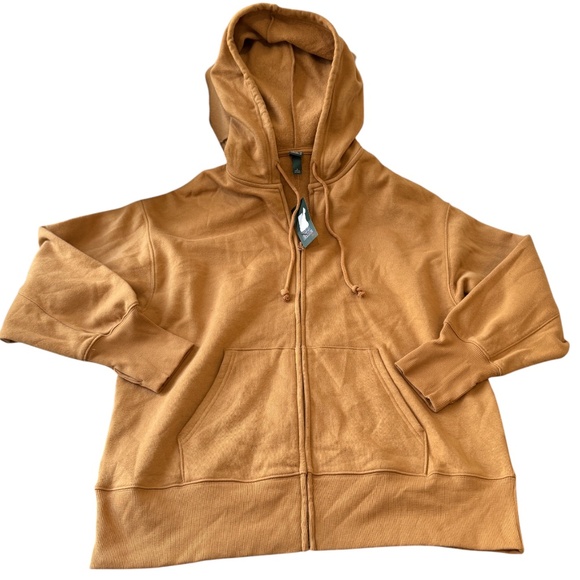NWT Wild Fable Oversized Zip-Up Sweatshirt Hoodie Pockets Comfy Cozy Camel Tan - Picture 4 of 4
